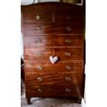 A George IV mahogany chest on chest with two short over six long drawers fully restored and in