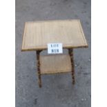 A 19th century bamboo side table with rattan top over a lower shelf est: £15-£30