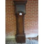 A 19th century oak long case clock case with a carved frieze to hood est: £100-£150