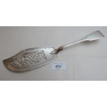A Victorian silver fish slice with pierc