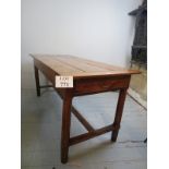 A fine 19th century cherry-wood farmhouse table with drawer to either end,