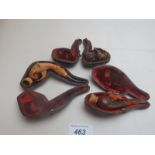 Three meerschaum pipes, boxed (two a/f)