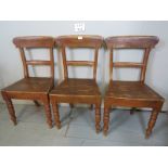 Three rustic pitch pine country chairs w