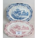 Two large Johnson Brothers Windsor-Ware meat platters in the 'Wild Turkey's pattern,