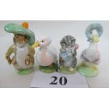 Four Beswick Beatrix Potter figures, 'Jemima Puddle-Duck', 'Miss Moppet', 'Rebeccah Puddle-Duck',