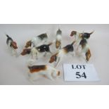 A Beswick foxhound and seven similar unmarked ceramic foxhounds est: £20-£40 (B21)