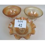 Three early 20th century carnival glass pedestal bowls est: £20-£40 (B21)