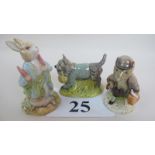 Three Royal Albert Beatrix Potter figures, 'Peter Ate a Radish', 'John Joiner;,