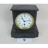 A c1900 black slate mantel clock Paris (key with auctioneer) est: £20-£40 (G2)