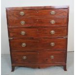 A 19th century mahogany split secretaire chest with a fully fitted satinwood interior over three