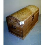 A 19th century pine dome top trunk with iron fittings est: £30-£50