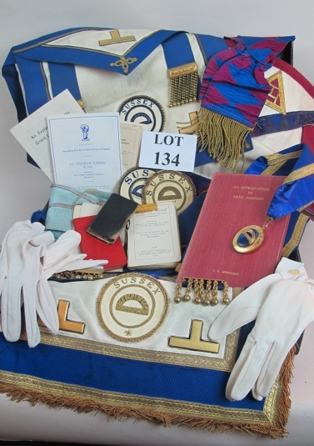 Masonic regalia, including sashes, apron