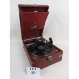 A c1930's HMV portable gramophone,