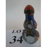 A pretty Chinese glass snuff bottle, modern, inside and outside painted,