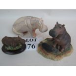 Two Border Fine Arts models of hippo's,