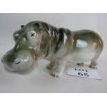 A Royal Dux porcelain model of a hippo,