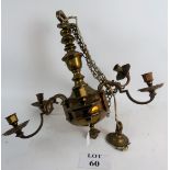 A large brass six branch chandelier est: £40-£60