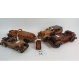 Five wooden models of old cars est: £30-£50