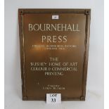 An old copper 'Bournehall Press' sign est: £30-£50