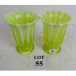 An excellent quality pair of vaseline glass celery vases est: £40-£60