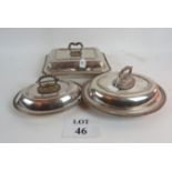 Three 19th century silver plated tureens est: £30-£50