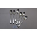 A set of six silver teaspoons, London 19