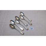 A set of six Georgian fiddle teaspoons,