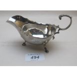 A silver sauce boat, with acanthus leaf