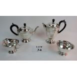 A four piece plated tea/coffee set, in g