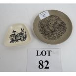 A Poole Pottery dish with a fox with fol