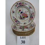 A set of seven 19th century ironstone china soup/dessert bowls,