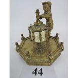 A vintage and highly decorative brass inkwell in the 17th century taste,