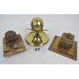 Three decorative late 19th century/early 20th century inkwells est: £80-£120