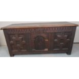 An 18th Century Gothic-Revival oak panelled coffer with geometric panels est: £80-£120