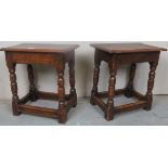 A pair of rustic late 19th / early 20th Century oak joint stools est: £50-£100