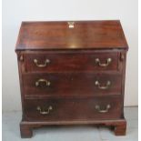 A Georgian mahogany bureau with a fall f