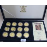 The Royal Mint Piedfort collection of twelve British 2 dollar military leaders to include Lord