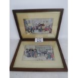 A pair of decorative colour prints depic