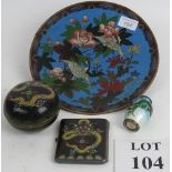 Four pieced of Chinese cloisonné ware, a