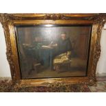 European School (19th century) - 'Studious Monk', oil on panel, inset ornate gilt frame,
