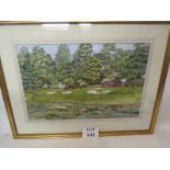 Bill Waugh (1997) - 'The 4th Hole, Peach Tree Gold Course, Atlanta, USA', watercolour,