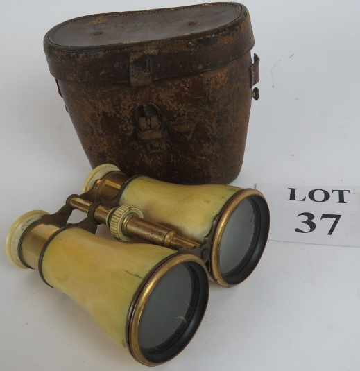 Pair of ivory binoculars, c.1900, with f