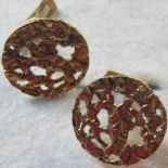 A pair of 9ct gold circular openwork cuf