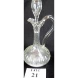 Cut glass claret jug with stopper, 33 cm