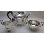 A three piece restored silver Irish tea