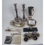 Assorted silver plate, to include a pair
