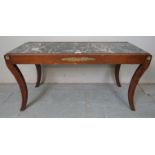 A 20th Century mahogany framed coffee table with an inset green marble top est: £50-£80