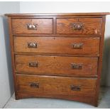 A C1900 oak chest of two short over three long drawers with Art Nouveau handles est: £60-£80