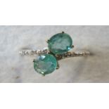 9ct gold Zambian emerald ring with diamo