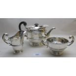 A three piece restored silver Irish tea